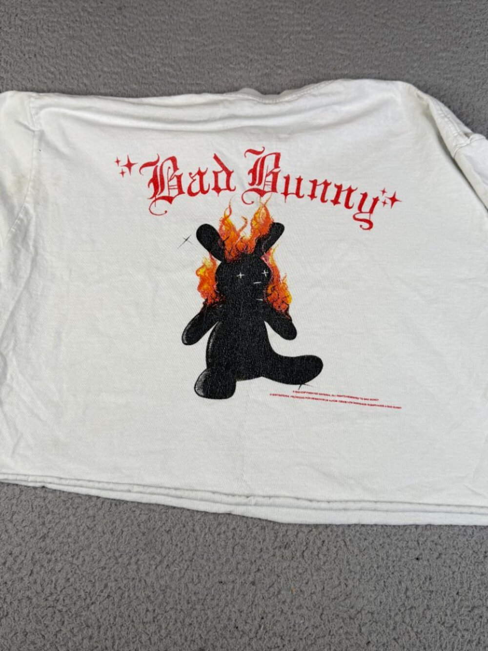 BAD BUNNY T Shirt Womens Large White Graphic Concert Tee Tour Music